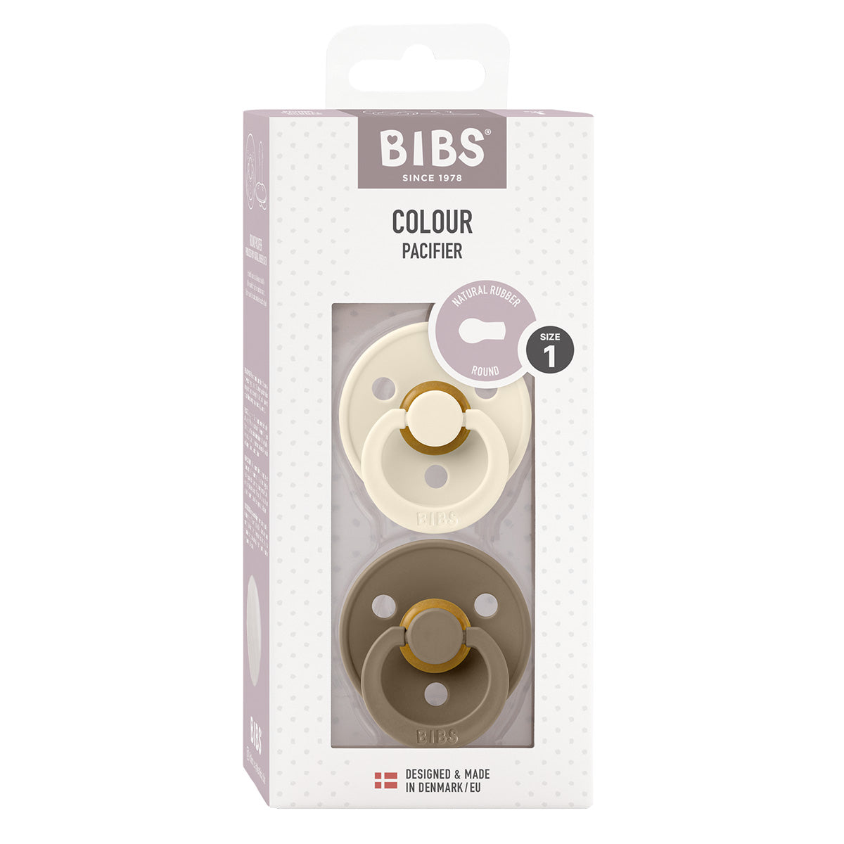 BIBS Colour Latex Size 1 Ivory/Dark Oak 2 PACK fra BIBS på Mecindo.dk