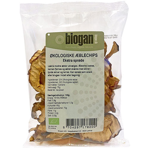Biogan Økologiske AEblechips | 75 gr fra Biogan på Mecindo.dk