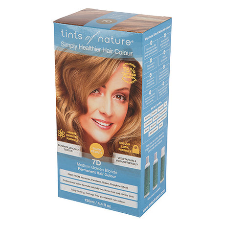 Tints of nature Permanent Hårfarve 7d Medium Golden Brown | 130 ml fra Tints of nature på Mecindo.dk