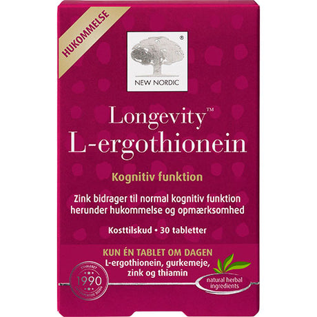New Nordic Longevity L-ergothionein | 30 tabletter fra New Nordic på Mecindo.dk