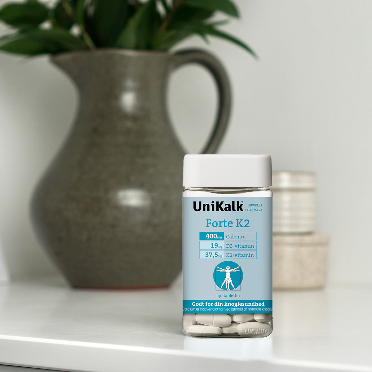 Unikalk Forte K2 | 140 Tabl. fra Unikalk på Mecindo.dk