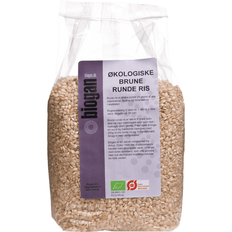 Biogan Økologiske Brune Runde Ris | 1 kg fra Biogan på Mecindo.dk