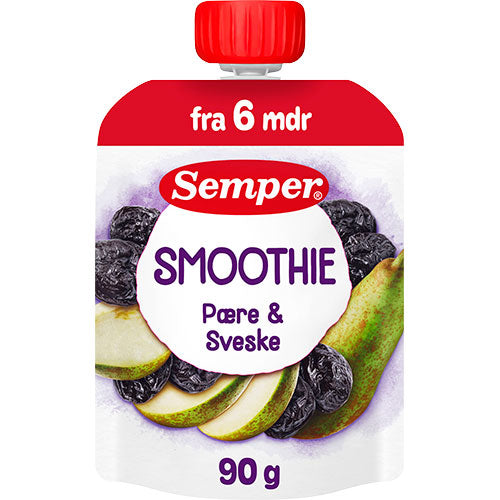 Semper Frugtsmoothie Med Pære Og Svesker Fra 6 Mdr. | 90 g fra Semper på Mecindo.dk