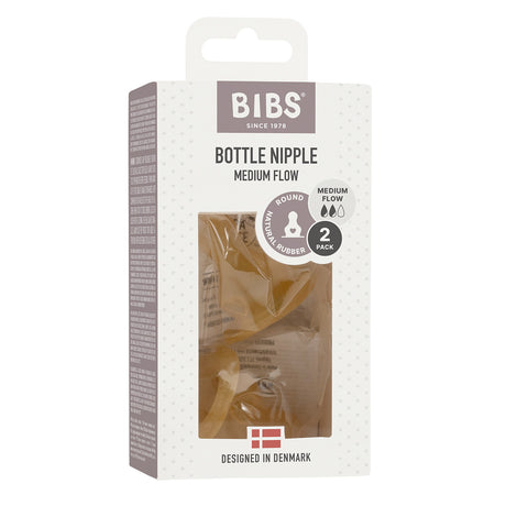 BIBS Bottle Nipple Latex Medium Flow 2 PACK fra BIBS på Mecindo.dk