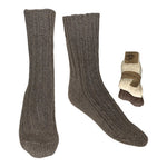 Alpaka Uldstrømper Hvid & Brun Tykke 2-pak | Str. 35/38