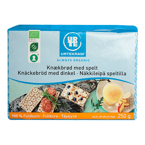 Urtekram Fuldkornsknaekbrød M. Spelt Økologisk | 250 gr fra Urtekram på Mecindo.dk