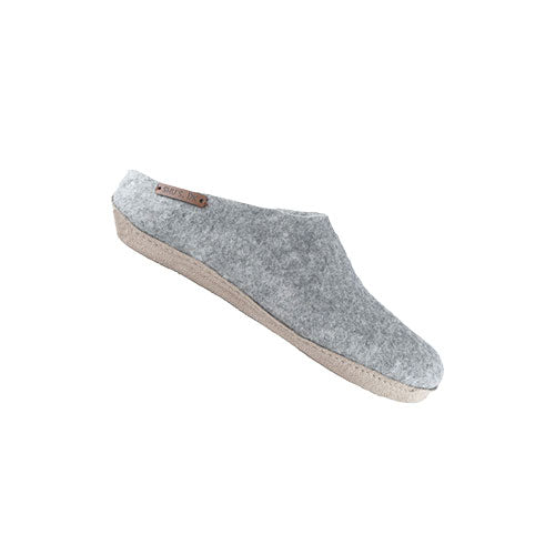 SHUS Uldhjemmesko Med Laeder Sål - Light Grey fra SHUS på Mecindo.dk