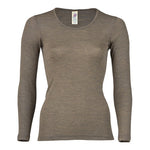 Engel Natur Langærmet Bluse, Uld/silke, Walnut | Str. 38/40