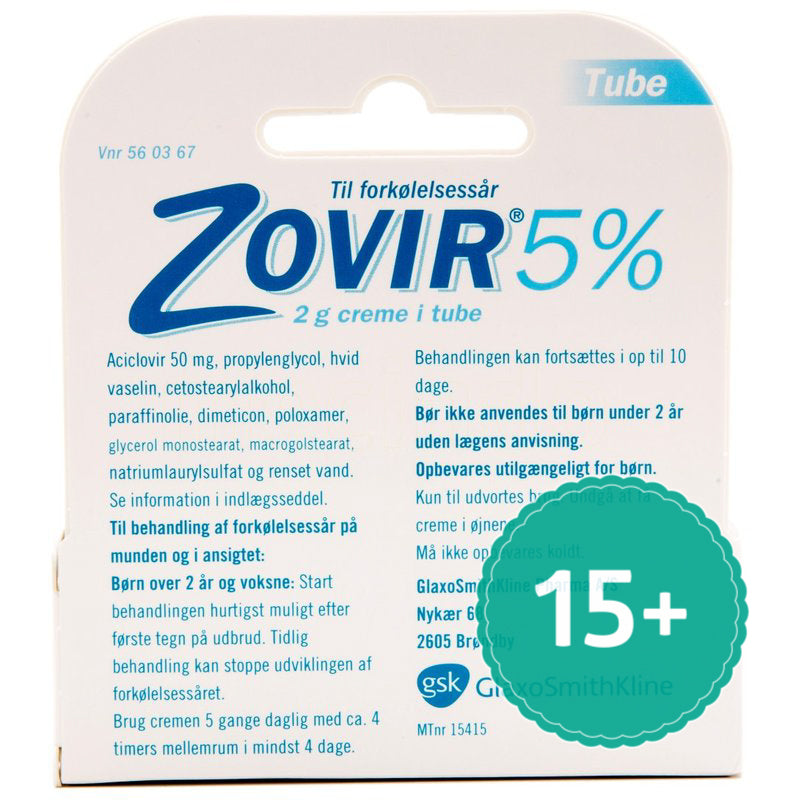 Zovir Creme Til Forkølelsessår | 2 gr fra Otinova på Mecindo.dk