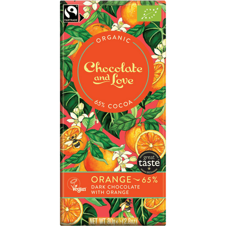 Chokolade Orange 65% Økologisk fra Chocolate and Love på Mecindo.dk
