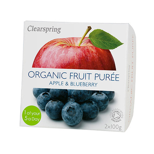 Clearspring Frugtpuré Økologisk (200 gr) | AEble & Blåbaer fra Clearspring på Mecindo.dk