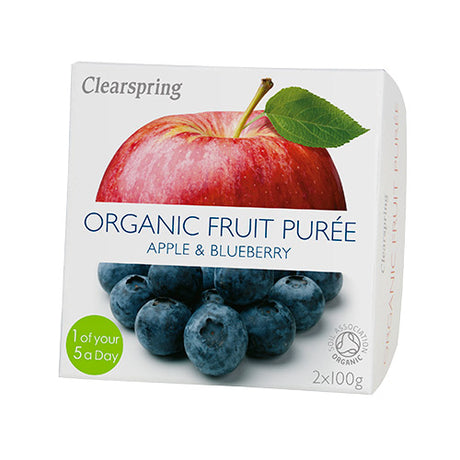 Clearspring Frugtpuré Økologisk (200 gr) | AEble & Blåbaer fra Clearspring på Mecindo.dk