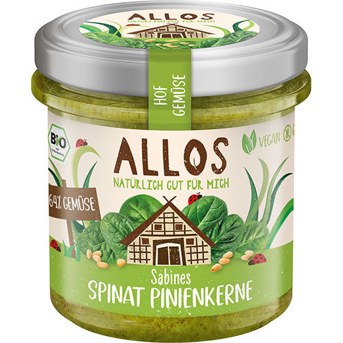 Allos Smørepålaeg Spinat Og Pinjekerner Økologisk Farm Vegetables | 135 gr fra Allos på Mecindo.dk