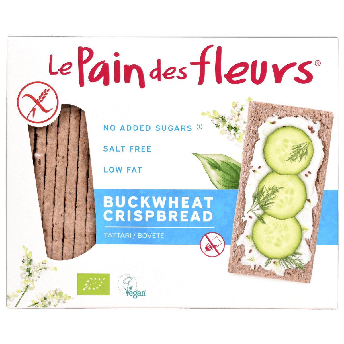 Le pain des fleurs Boghvedeknækbrød Glutenfri Økologisk U.sukker & Salt | 150 g fra Le pain des fleurs på Mecindo.dk