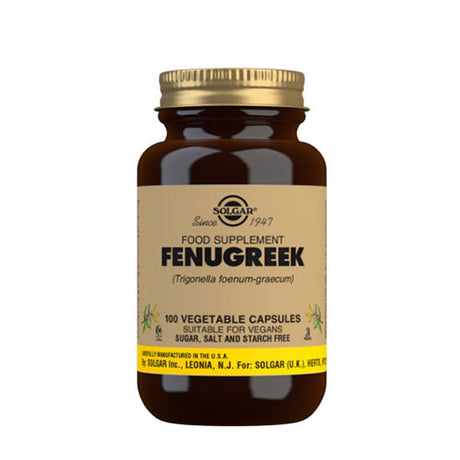 Solgar Fenugreek Bukkehornsfrø | 100 kapsler fra Solgar på Mecindo.dk