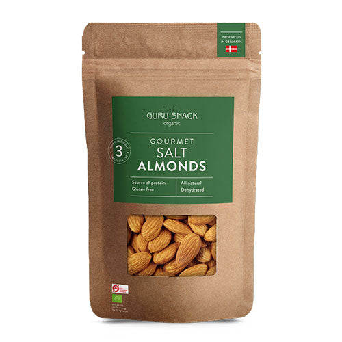 Guru Snack Gourmet Salt Mandler Økologisk | 100 gr fra Guru Snack på Mecindo.dk