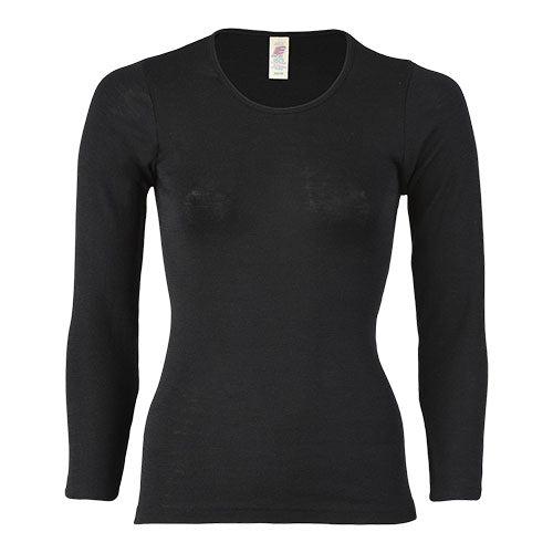 Engel Natur Langaermet Bluse, Uld/silke, Black | Str. 42/44 fra Engel Natur på Mecindo.dk