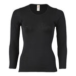 Engel Natur Langærmet Bluse, Uld/silke, Black | Str. 42/44
