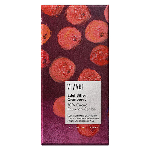 Vivani Mørk Chokolade M. Tranebaer | 100 gr fra Vivani på Mecindo.dk