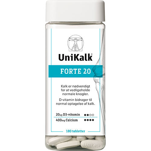 Unikalk Forte 20 | 180 Tabl. fra Unikalk på Mecindo.dk