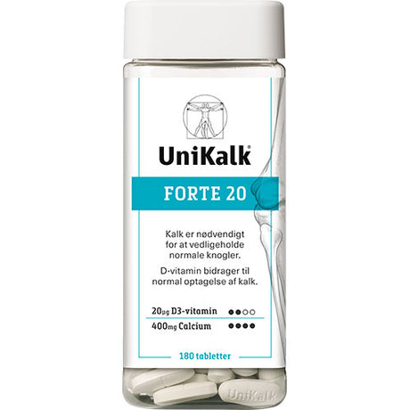 Unikalk Forte 20 | 180 Tabl. fra Unikalk på Mecindo.dk