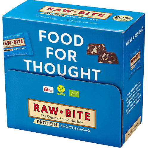 RawBite Officebox Protein Smooth Cacao 45x15g Økologisk | 675 gr fra RawBite på Mecindo.dk