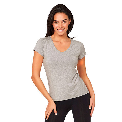 Boody Women´s V-neck T-shirt Lysegrå | Str. L fra Boody på Mecindo.dk