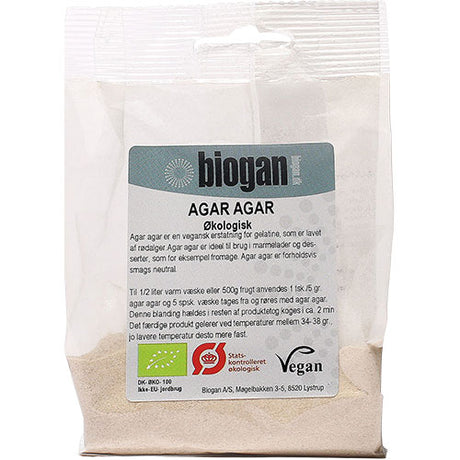 Biogan Agar Agar Pulver Økologisk | 30 gr fra Biogan på Mecindo.dk