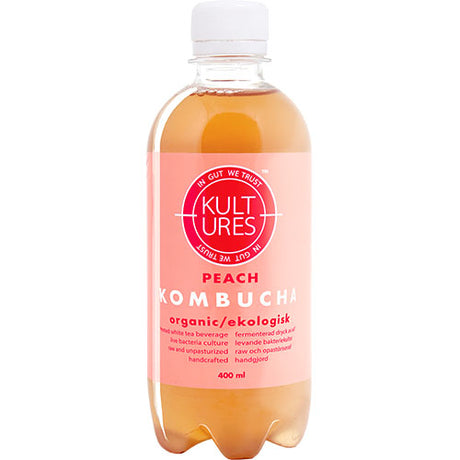 Kultures Kombucha Peach Økologisk | 400 ml fra Kultures på Mecindo.dk
