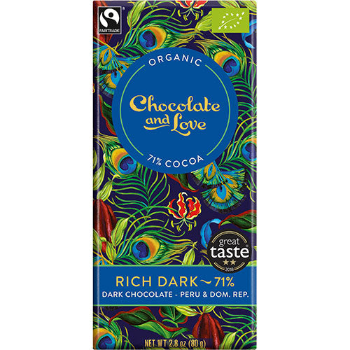 Chocolate and Love Chokolade Rich dark 71% Økologisk | 80 gr fra Chocolate and Love på Mecindo.dk