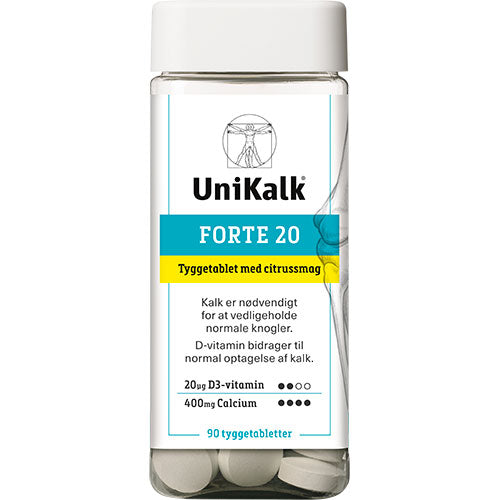 UniKalk Forte 20 | 90 tyggetabletter fra Unikalk på Mecindo.dk