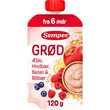 Semper Grød Med Æble, Hindbær, Banan, Blåbær Fra 6 Mdr. | 120 g fra Semper på Mecindo.dk