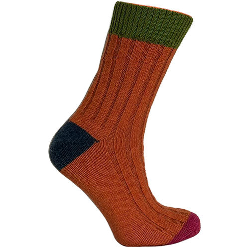 Merino Uld Strømper Lime/orange | Str. 39/42 fra Clemente på Mecindo.dk