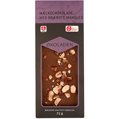 Økoladen Mælkechokolade M. Brændte Mandler Økologisk | 75 gr fra Økoladen på Mecindo.dk
