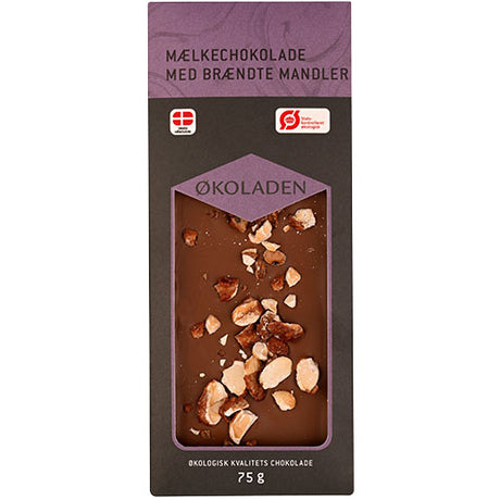 Økoladen Mælkechokolade M. Brændte Mandler Økologisk | 75 gr fra Økoladen på Mecindo.dk