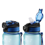 Motivational Bottle Motivationsflaske 1 Liter | Blå/mørkeblå fra Motivational Bottle på Mecindo.dk