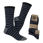 Alpaka Uldstrømper Koksgrå/blåstribet & Blå 2-pak Glatstrikkede | Str. 43/46