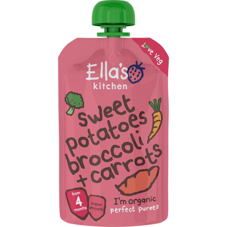 Ellas Kitchen Babymos søde kartofler, broccoli & gulerod 4 mdr. Økologisk | 120 g fra Ellas Kitchen på Mecindo.dk