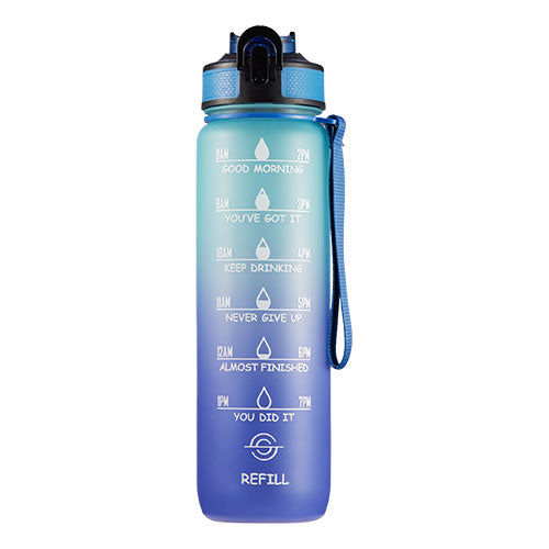 Motivational Bottle Motivationsflaske 1 Liter | Blå/mørkeblå fra Motivational Bottle på Mecindo.dk