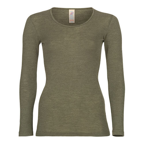 Engel Natur Bluse Merinould & Silke Olive | Str. 34/36 fra Engel Natur på Mecindo.dk