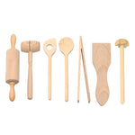 Biogan Børne Køkkentræsæt 7 Stk I Bøgetræ