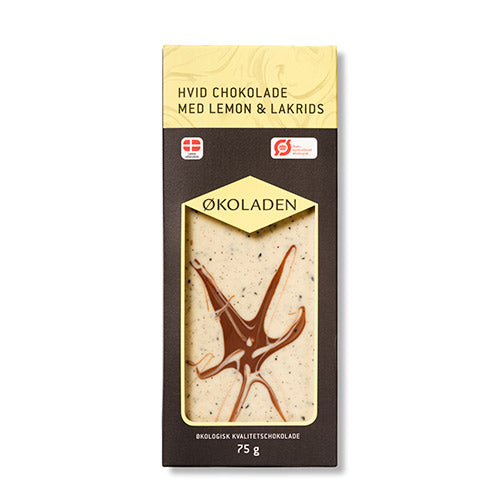Økoladen Chokolade Hvid Lemon/lakrids Økologisk | 75 gr fra Økoladen på Mecindo.dk