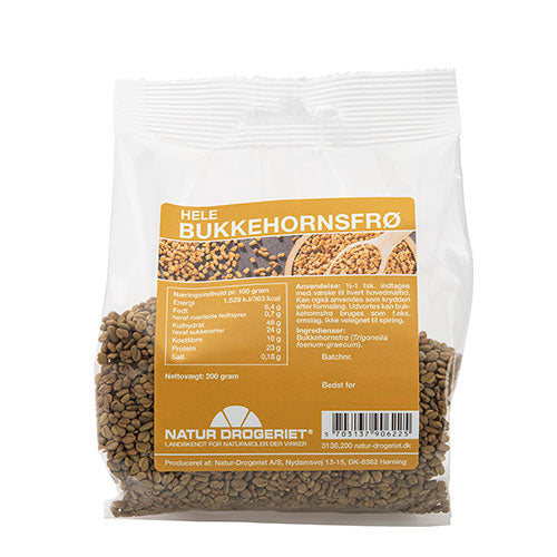 Natur-Drogeriet Bukkehornsfrø Hele | 200 gr fra Natur-Drogeriet på Mecindo.dk