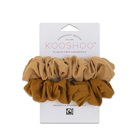 KooShoo Hår Scrunchie Gylden/sand Plastfri 2 Stk fra KooShoo på Mecindo.dk