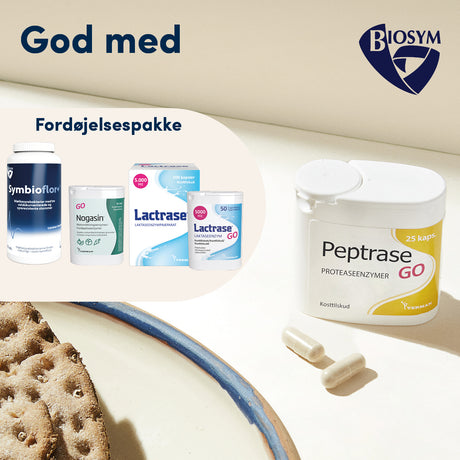 Biosym Peptrase Go | 25 kapsler fra Biosym på Mecindo.dk