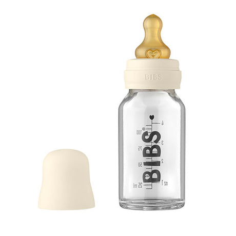 BIBS Baby Glass Bottle Complete Set Latex 110ml Ivory fra BIBS på Mecindo.dk