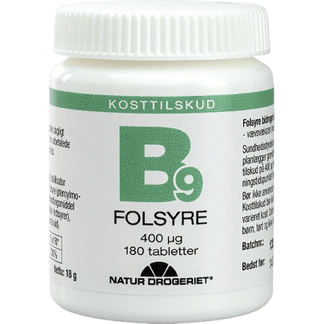 Natur-Drogeriet Folsyre Økonomikøb 400 µg | 180 tabletter fra Natur-Drogeriet på Mecindo.dk