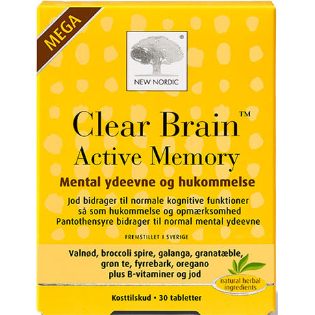 New Nordic Clear Brain Active Memory Mega | 30 Tabl. fra New Nordic på Mecindo.dk