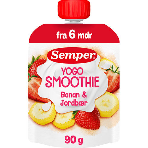 Semper Yogo Smoothie Med Banan & Jordbær Fra 6 Mdr. | 90 g fra Semper på Mecindo.dk