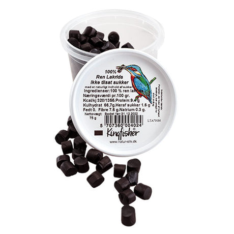 Kingfisher Lakrids Små Sorte | 75 gr fra Kingfisher på Mecindo.dk